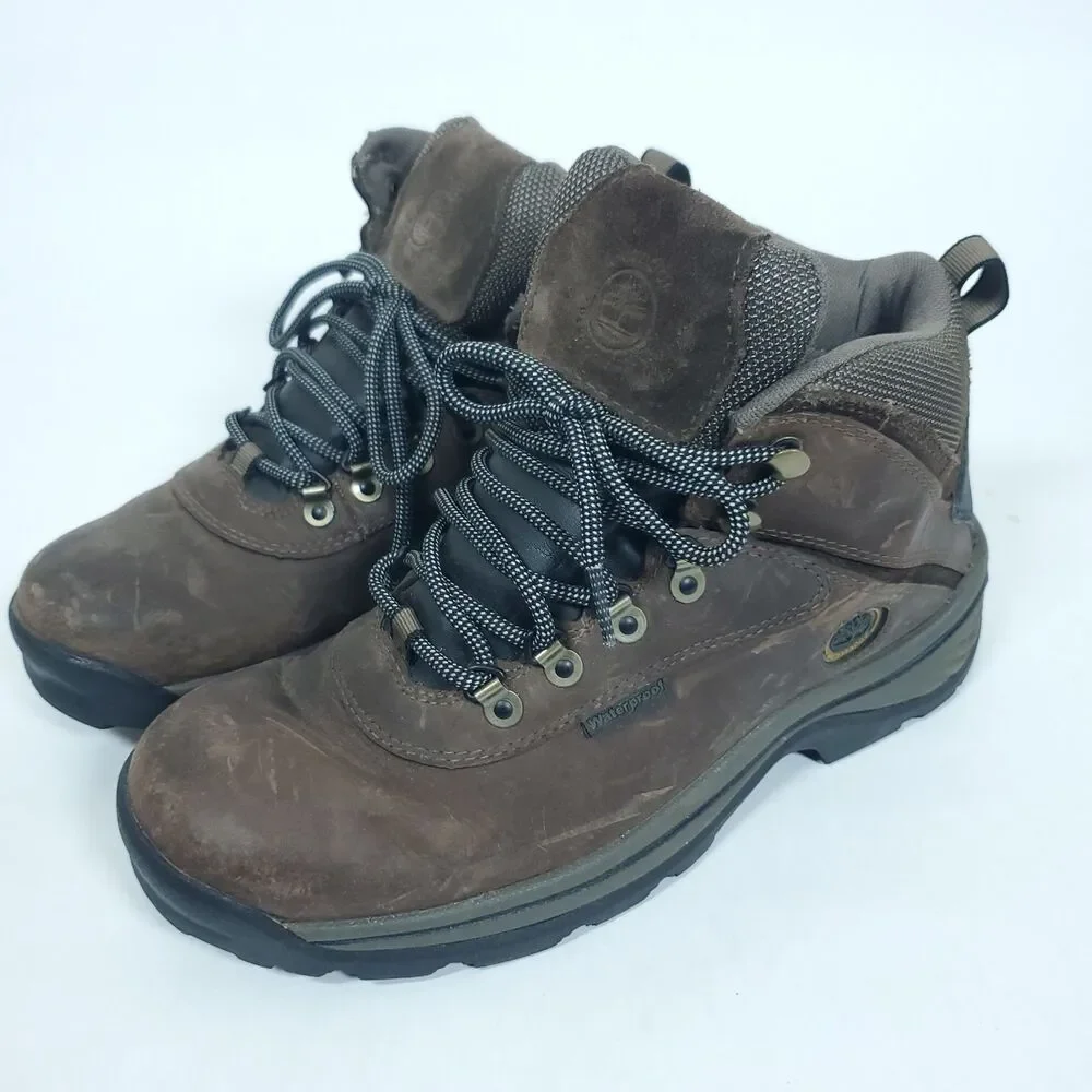 Timberland White Ledge Mid Hiking Boots Men's Brown Leather Waterproof - 8.5